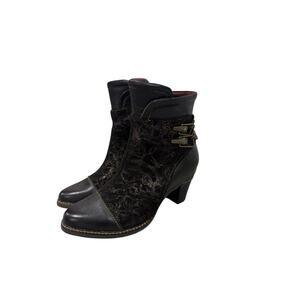 L’artiste Spring Step Brown Leather Boots Boho Lagenlook Victorian Womens 38